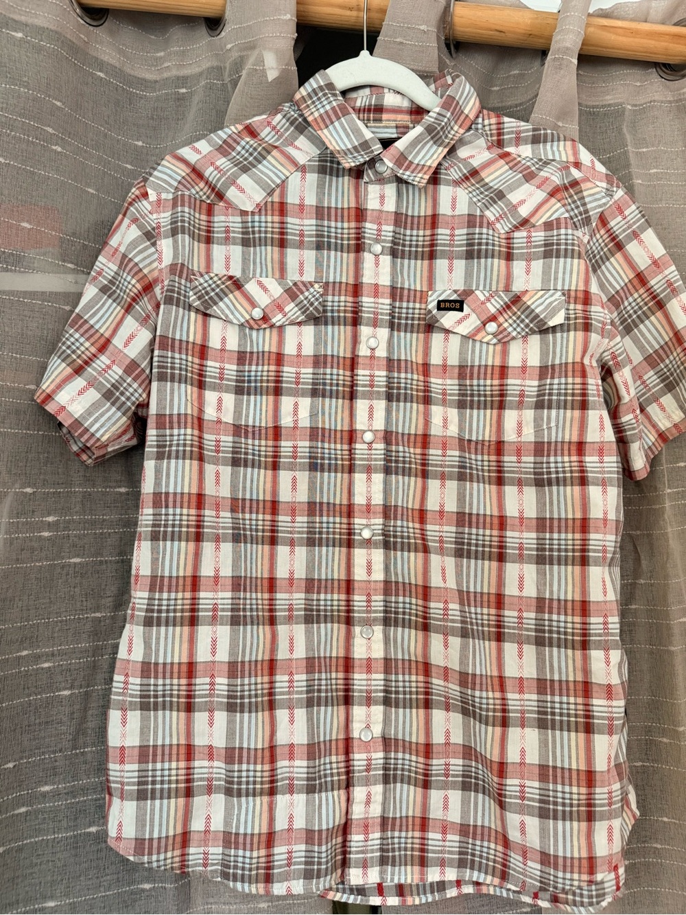 Howler Bros Red & White Plaid Short-Sleeve Shirt